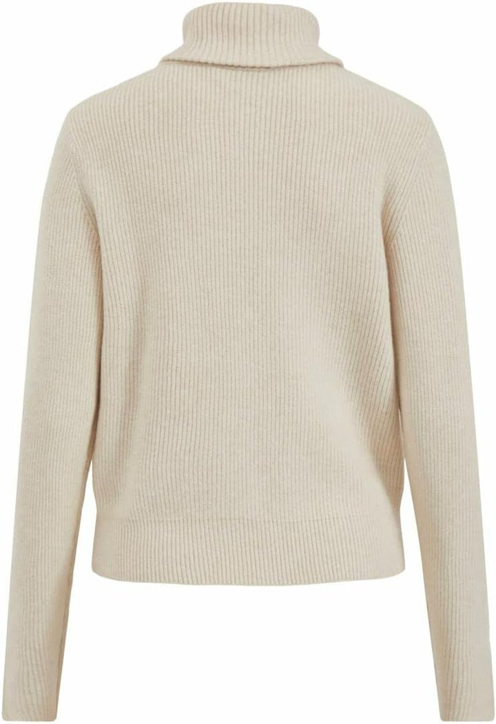 Vila Damen Viril L/S Half Zip Knit Top Pullover S Super Light Natural Melan, S Super Light Natural M