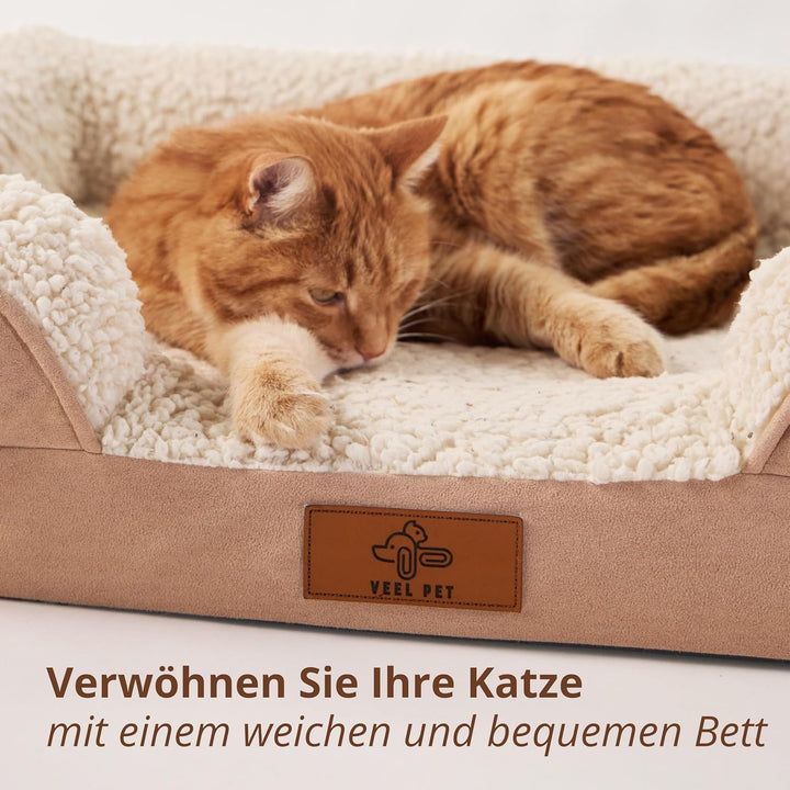 Orthopädisches Katzenbett waschbar & abnehmbar – Premium Memory Foam Haustierbett mit wasserdichtem