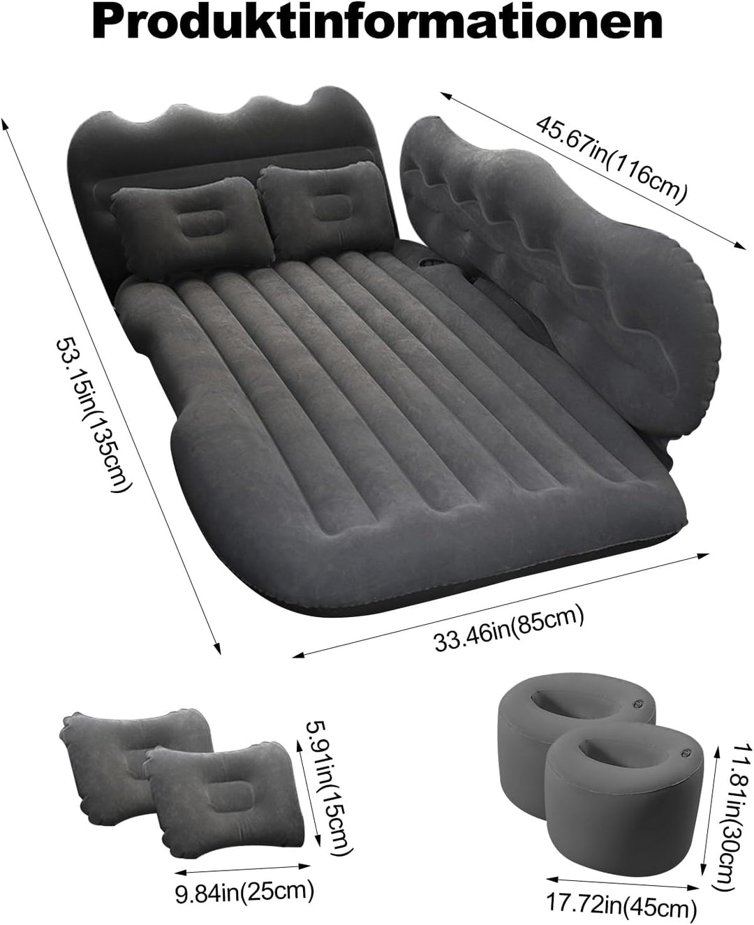 Ergocar Auto Luftmatratze Camping Matratze Aufblasbar 2 Personen mit Kissen Luftmatratze SUV MPV Auf