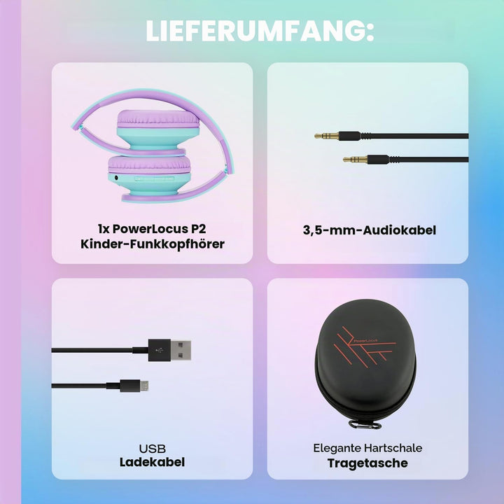Kinder Kopfhörer, PowerLocus KinderKopfhörer Bluetooth mit 85dB Lautstärkebegrenzung, Faltbar mit Tr