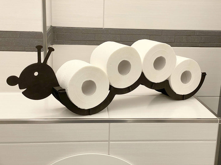 DanDiBo Toilettenpapierhalter Holz Schwarz Raupe Klopapierhalter Wand WC Rollenhalter Ersatzrollenha