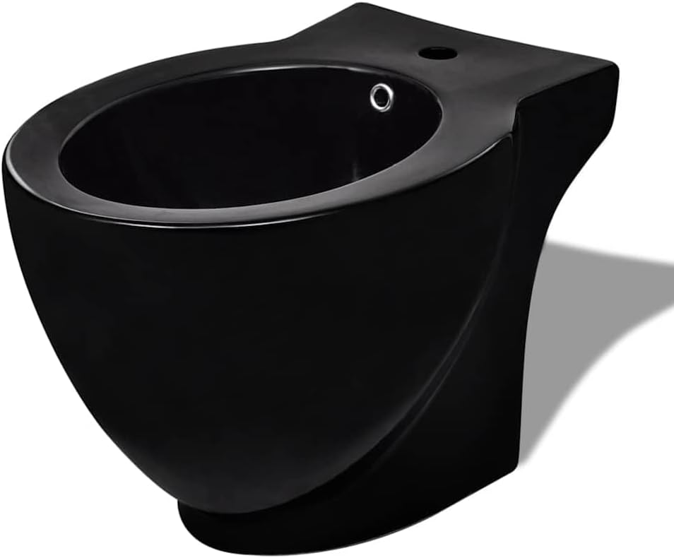 Bidet, rund, zum Aufstellen, aus Sanitärkeramik, schwarz, für Badezimmer