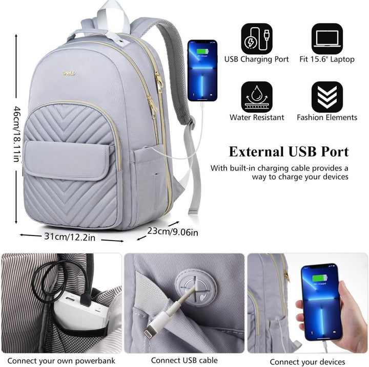 Rucksack Damen Arbeit,TSA-freundlicher Reise Laptop Rucksack für Freizeit Job Business mit USB Ladea