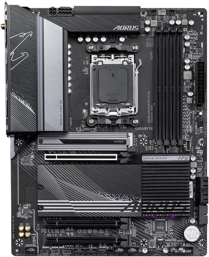 GIGABYTE B650 AORUS Elite AX V2 Mainboard - AMD Ryzen 9000er-Serie, 12+2+2 Phasen VRM, bis zu 8000 M