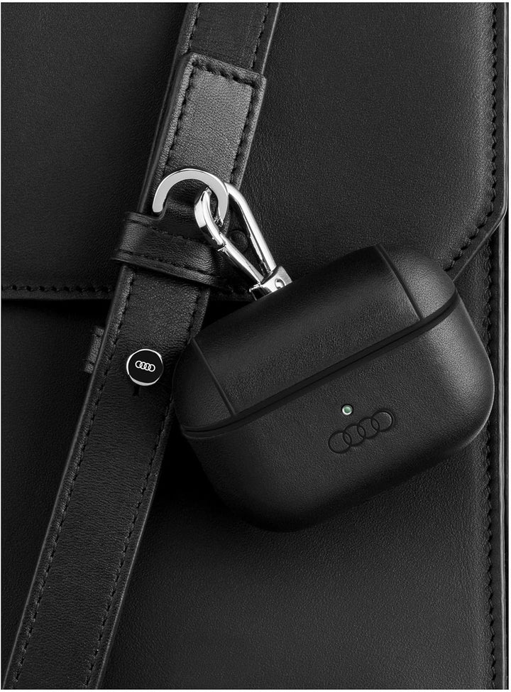 Audi 3152200400 Hülle Etui Case Tasche Aufbewahrung Lederhülle, mit Audi Ringe Logo, schwarz