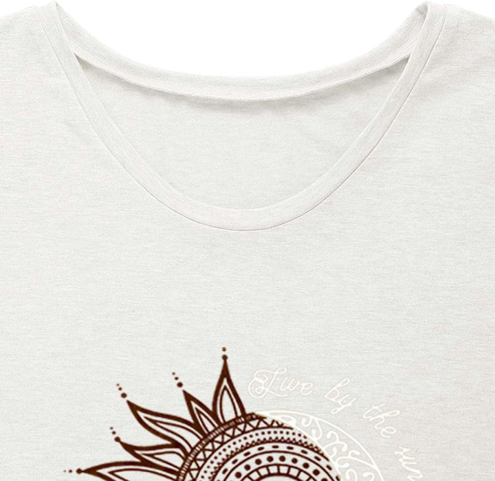 Teesho Tshirt Damen Oberteile Elegant Kurzarm Crop Tops Casual Longshirt Cap hülse Tunika Sommer Tan