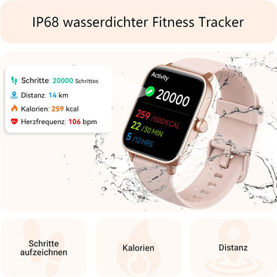 Smartwatch Damen mit Telefonfunktion Alexa Integriert 1.8" Fitnessuhr 100+ Sportmodi, SpO2, Herzfreq