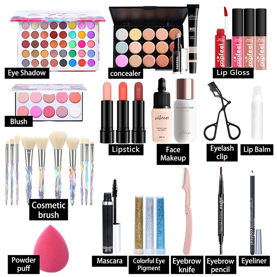 Professionelles Make-up Sets, MKNZOME 34St Schminke Starter Kit mit Schminktasche Tragbare Reise Mak