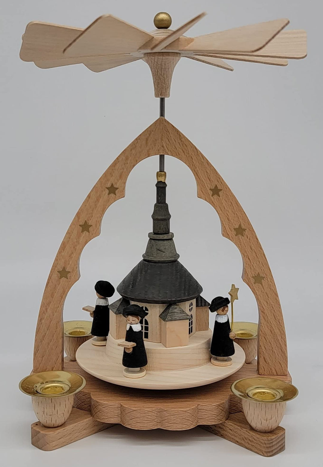Richard Glässer Seiffen Weihnachtspyramide, Natur, 18 cm hoch