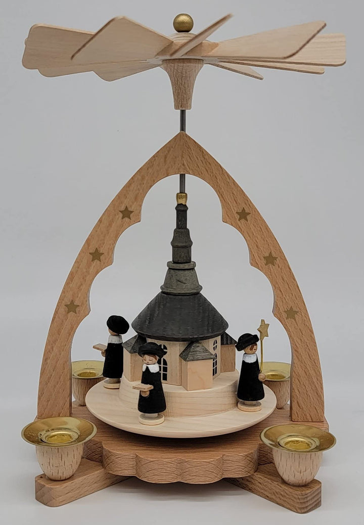 Richard Glässer Seiffen Weihnachtspyramide, Natur, 18 cm hoch