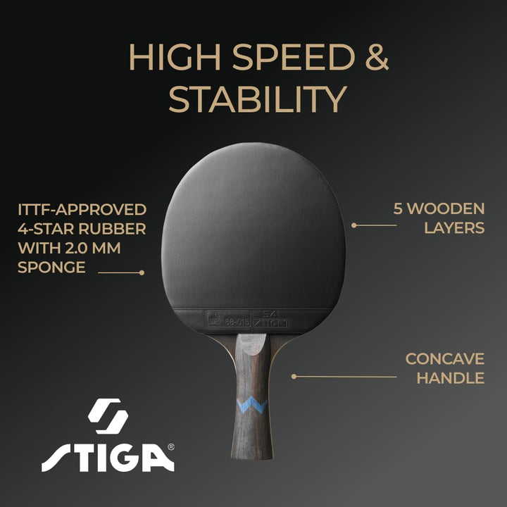 Stiga Royal 4-Star Table Tennis Ping Pong Bat, Black/Red Einzelbett, Einzelbett