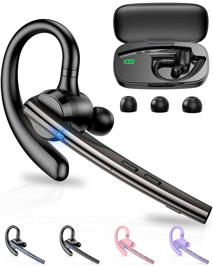 New Bee Bluetooth-Headset V5.3 Bluetooth-Freisprecheinrichtung, Dual-Mikrofon mit 500 mAh Ladehülle,