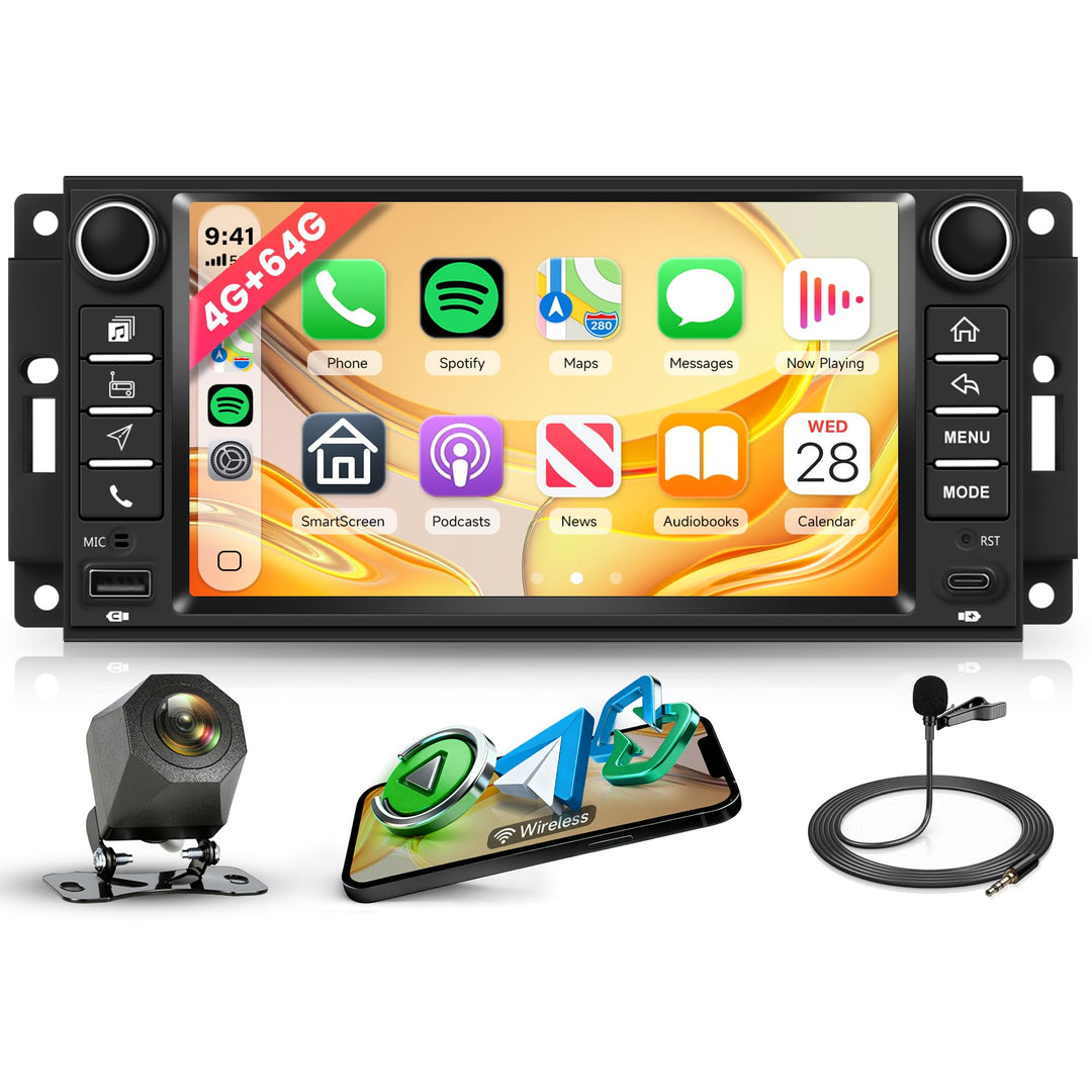 Rimoody 4G+64G Android Autoradio für Jeep Wrangler 2007-2018 Compass Grand Cherokee Commander Wirele