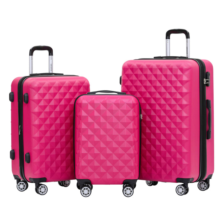 BEIBYE Zwillingsrollen 2066 Hartschale Trolley Koffer Reisekoffer Gepäck M-L-XL-Set (Peach, Set) Pea