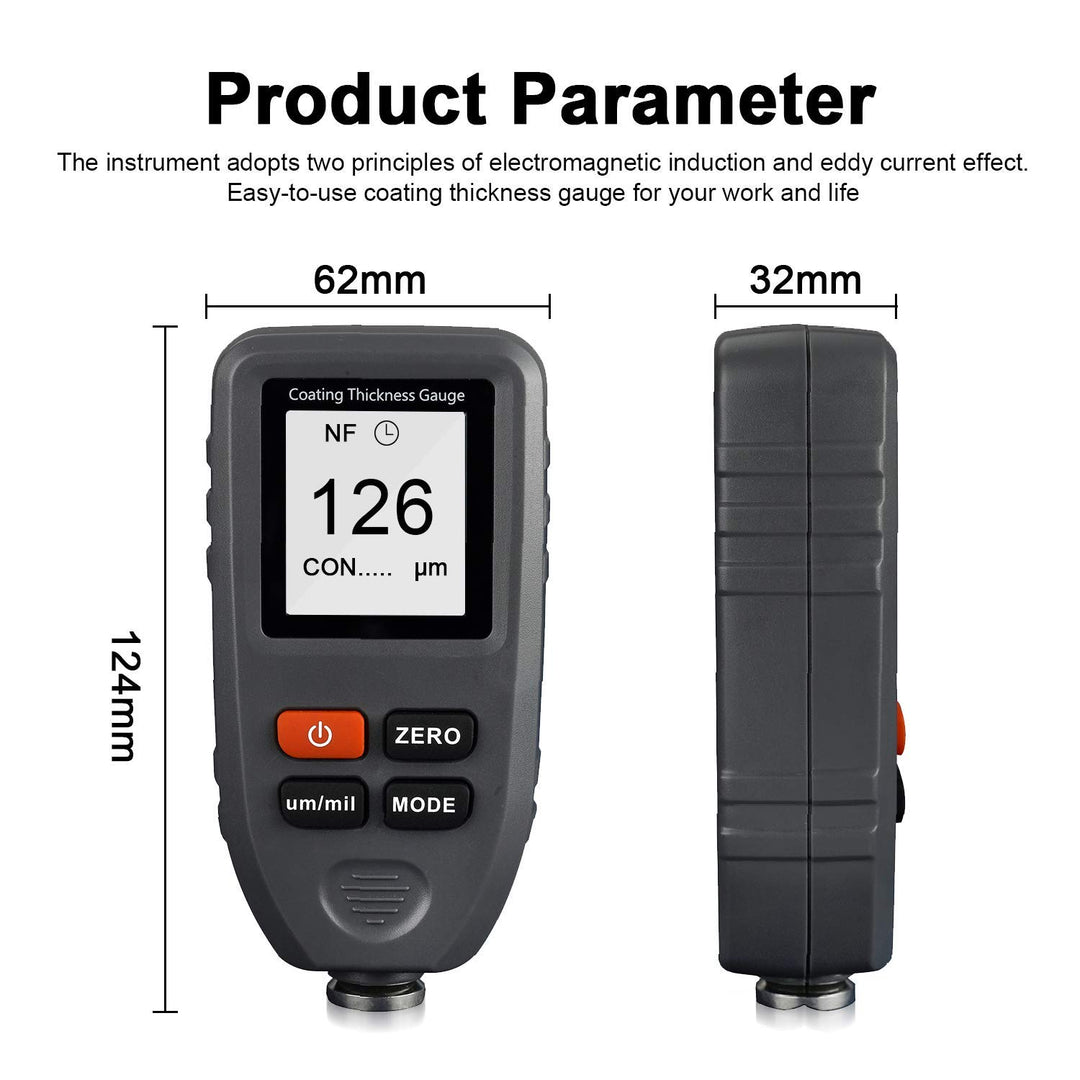 Dickenmessgerät für Autolackbeschichtung HP-1001 Digitaler Lackschichtdickenmessgerät Handheld mit A