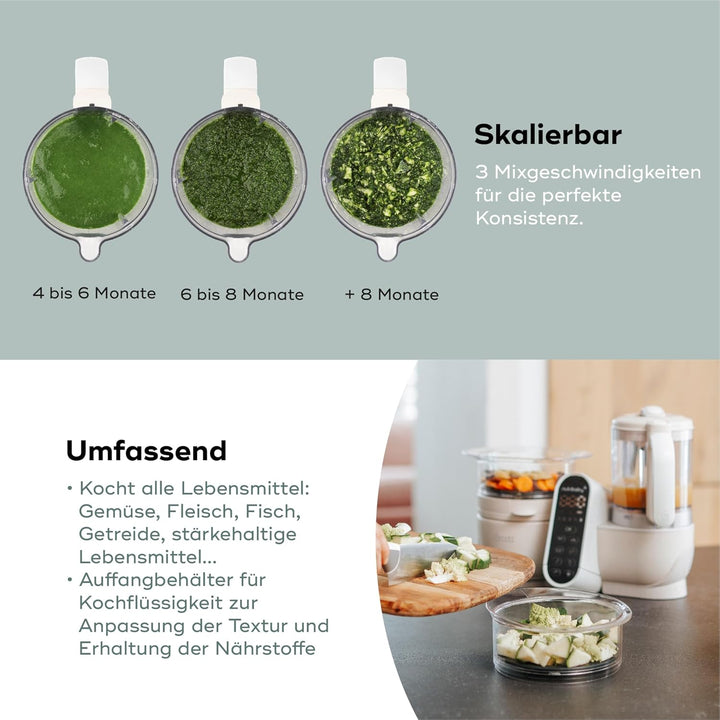 Babymoov Set Nutribaby Plus Mineral Beige - Babynahrungszubereiter, 2200ml Fassungsvermögen + Babybo