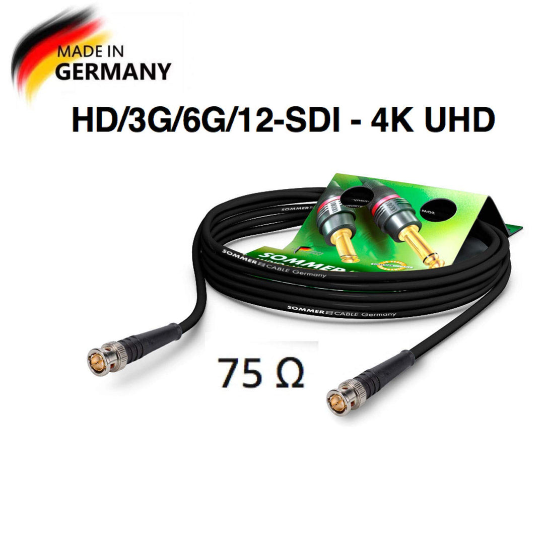 Sommer Cable Video-Patchkabel 6G-SDI / 4K SC-Vector 0.8/3.7, BNC 0.8/3.7-6G Hicon, schwarz (20m), 20
