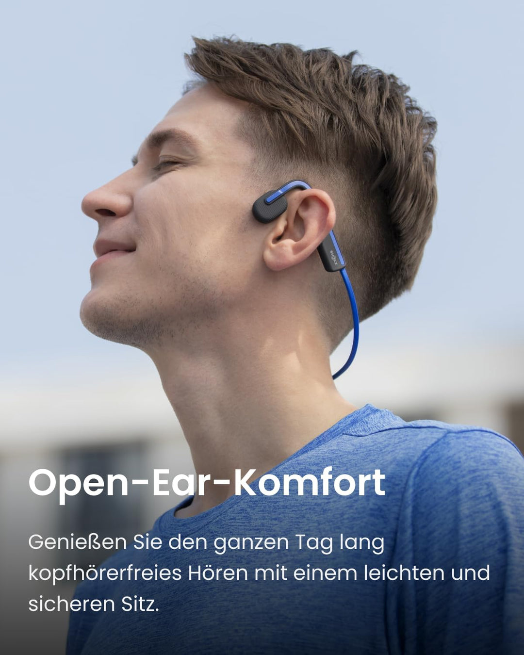 SHOKZ OpenMove Knochenschall Kopfhörer, Open-Ear Sport Bluetooth Ohrhörer mit Noise-Cancelling Mikro