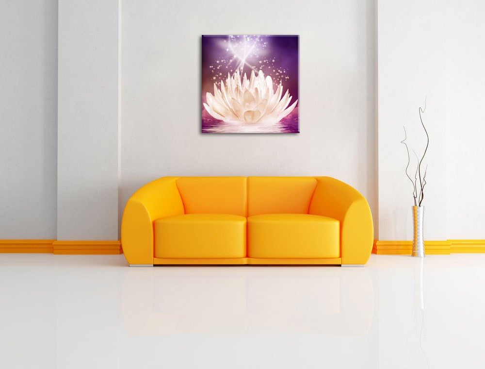abstrakte Seerose, Format: 70x70 auf Leinwand, XXL riesige Bilder fertig gerahmt mit Keilrahmen, Kun