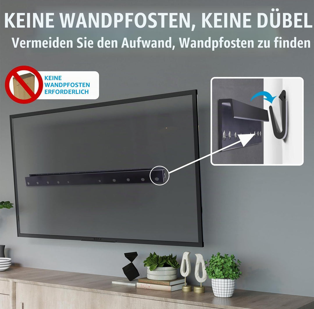 Fernsehhalterung Wand für 32-75 Zoll, Ständerlose TV Wandhalterung, max. VESA 400 x 400 mm, bis zu 6