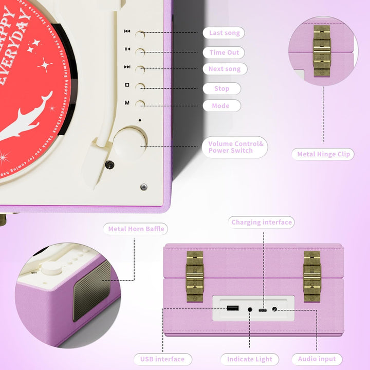 Yintiny CD-Player aus Leder mit Lautsprechern für Heimdekoration