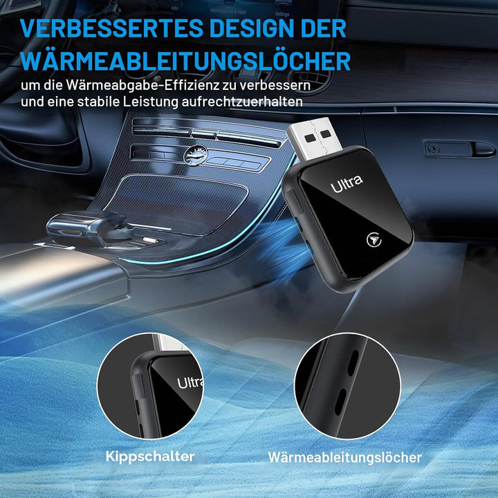 Wireless CarPlay Adapter 2-in-1, 2025 Aufgerüstet Wired zu Wireless für CarPlay/Android Auto, Mini-D