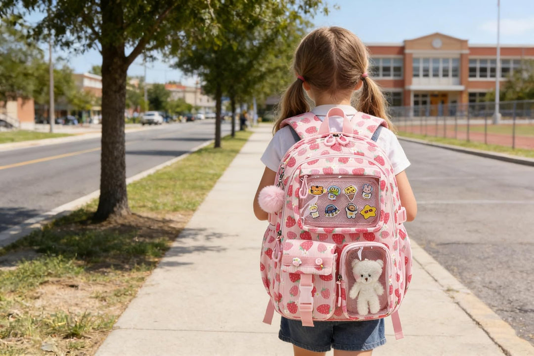 Kimwadalh Mädchen Erdbeere Rucksäcke Schulranzen Cord Schulrucksäcke Schultasche Schultaschen Grunds