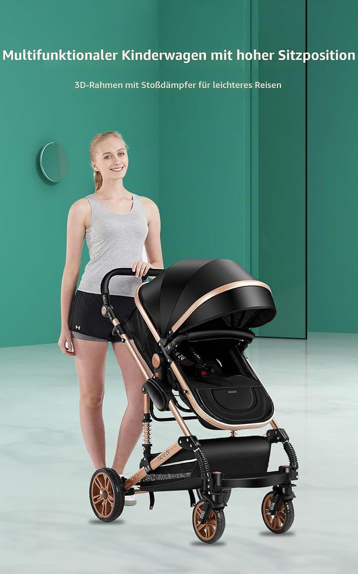 MoLi Kinderwagen 3 in 1, Kinderwagen Set Umkehrbarem Doppelschiebemodus, Kombikinderwagen 3 in 1 Gro
