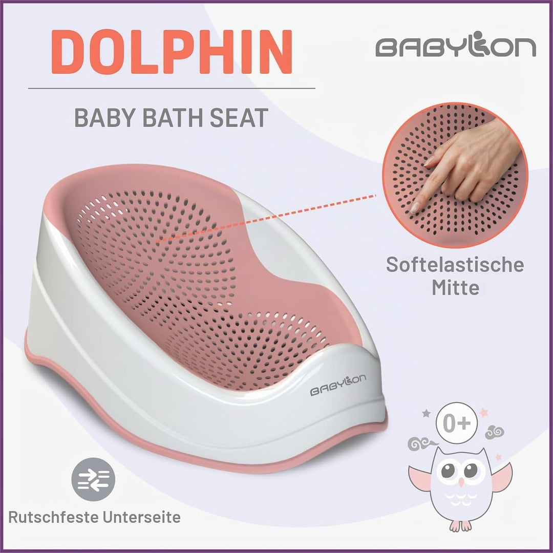 BABYLON DOLPHIN Badewannensitz Baby Ab 0-6 Monate – Ergonomisches Kinder Badewanne – Hypoallergen, S