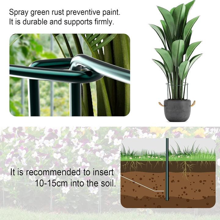 10 Stück Pflanzenstütz pfahl (25 * 40cm), Garten Blumenstütze Strauchstütze Metall Garden Halbrund S