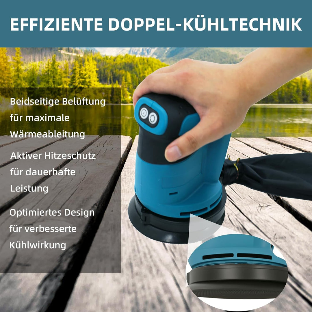 125mm Exzenterschleifer mit 6 Leistungsstufen – Kompatibel mit Makita 18V Akku, Schwingschleifer zum