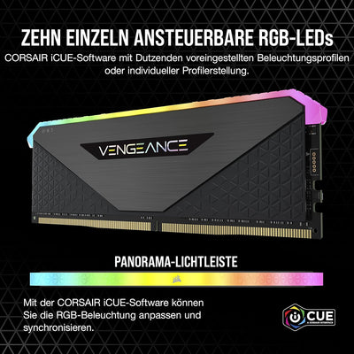 Corsair Vengeance RGB RT 128 GB (4 x 32 GB) DDR4 3.600MHz C18 Arbeitsspeicher (Dynamische RGB-Beleuc