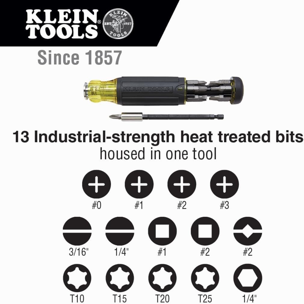 Klein Tools 32303 Multi-Bit Schraubendreher/Steckschlüssel, Schlagklasse 14 in 1 Magnet-Schraubendre