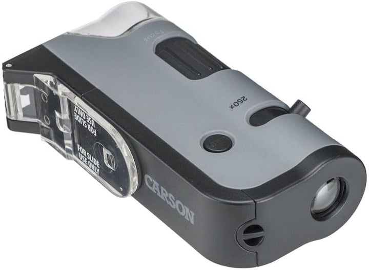 Carson MicroFlip 100x-250x Taschenmikroskop mit Smartphone-Adapter für Fotos und Videos (MP-250), Mi