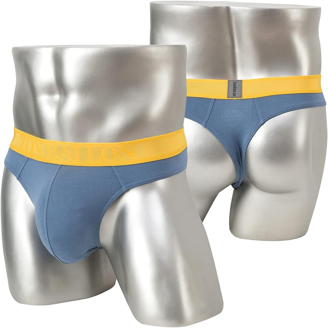 ZAIGELUO Herren String Bambus Tanga Unterwäsche Bulge Pouch Sexy Niedrige Taille T-Back Komfortabel
