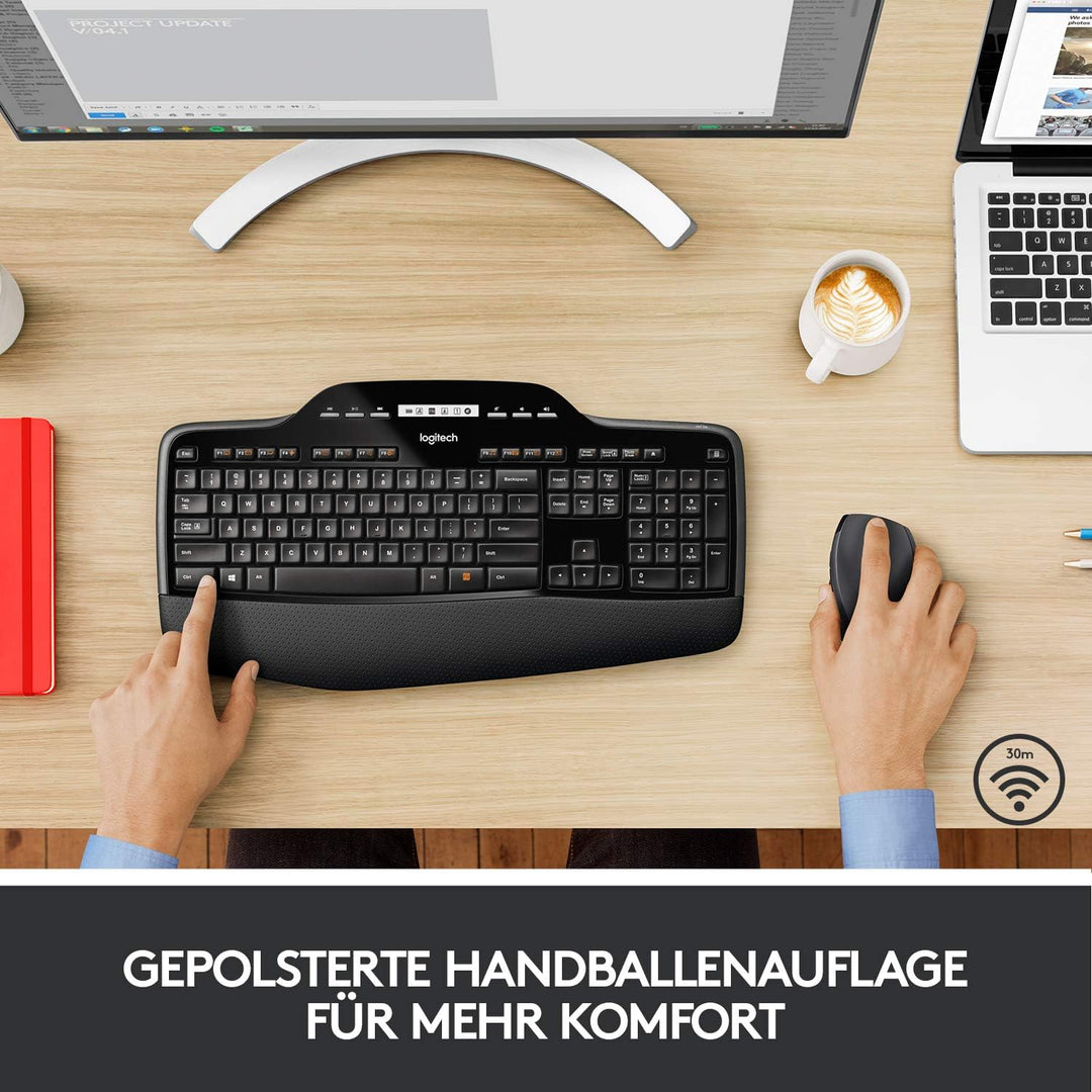 Logitech MK710 Kabelloses Tastatur-Maus-Set, 2.4 GHz Verbindung via Unifying USB-Empfänger, 3-Jahre