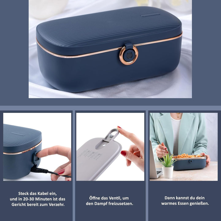 Bella Epoca: Elektrische Tragbare Heizbox – Elegante Wärmende Lunchbox. Elektrische Lunchbox mit 2 F