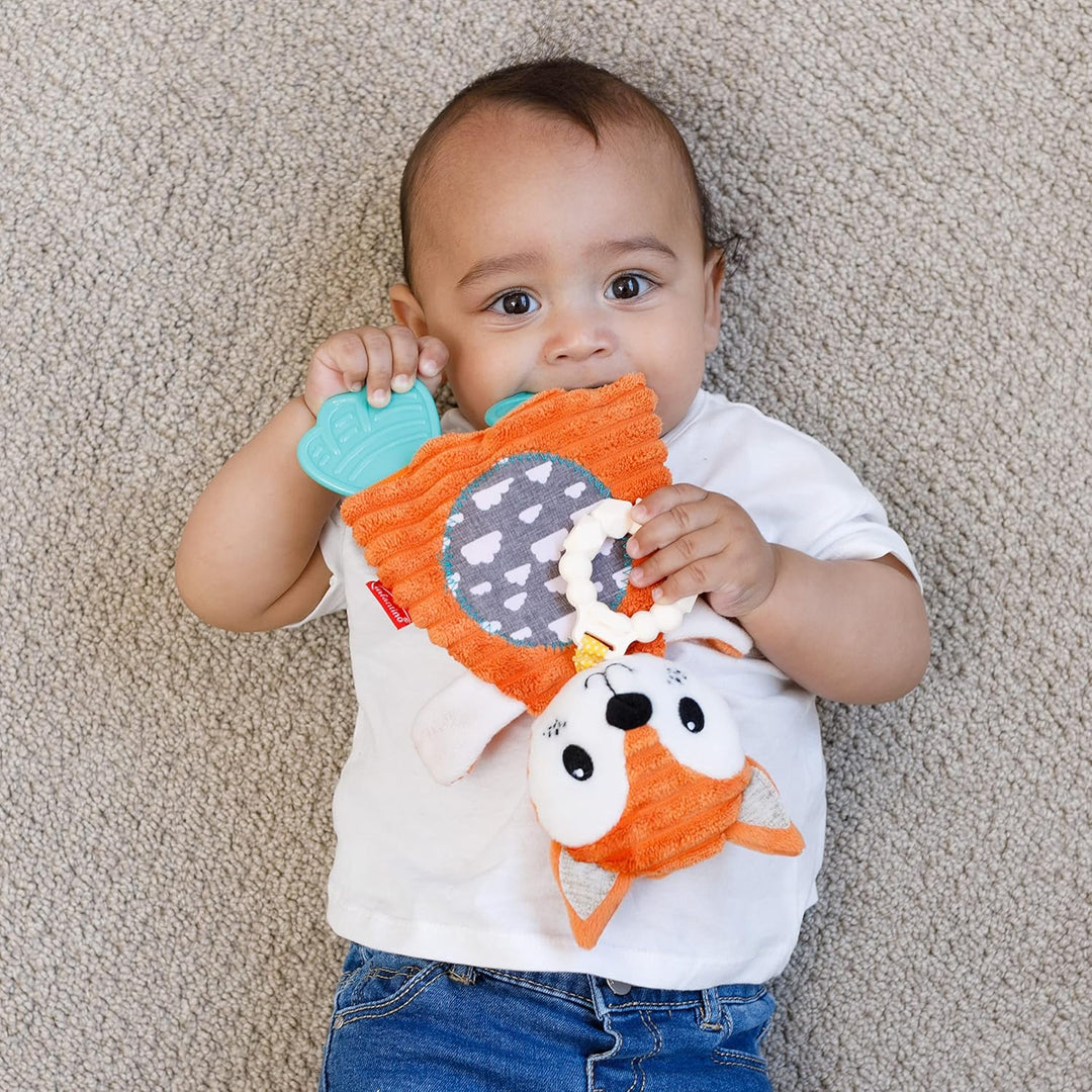 INFANTINO Go Gaga Cuddly Teether Fox, Spielzeug-Fuchs, für die sensorische Erkundung, Teether aus Si