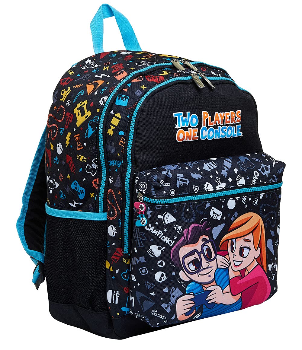 Auswahl Varzi Schulrucksack Doppelfach - Zwei Players One Konsole -, Schwarz, Einheitsgrösse, Schwar