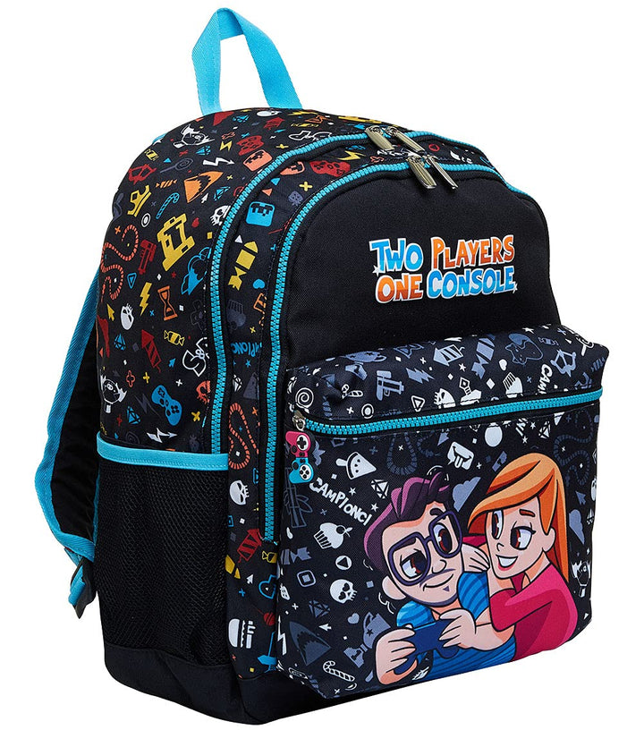 Auswahl Varzi Schulrucksack Doppelfach - Zwei Players One Konsole -, Schwarz, Einheitsgrösse, Schwar