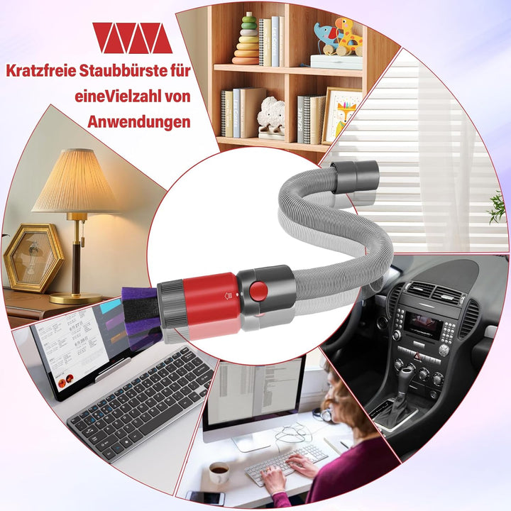 2 Stück Rückstandsloser Staubpinsel Staubsauger Zubehör Set, für Dyson Schlauch Adapter, für Dyson V