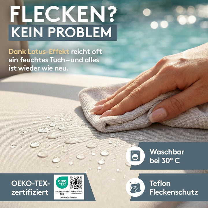 LILENO HOME Gartenstuhl Auflagen [1er Set - Niedriglehner] in Grau - Bequeme Liegen als Sitzauflagen