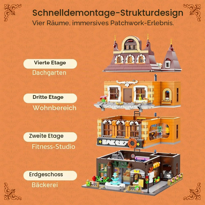 PANTASY European Bakery Building Kit-Landmark Construction Set for Adults & Teens, Featuring a Baker