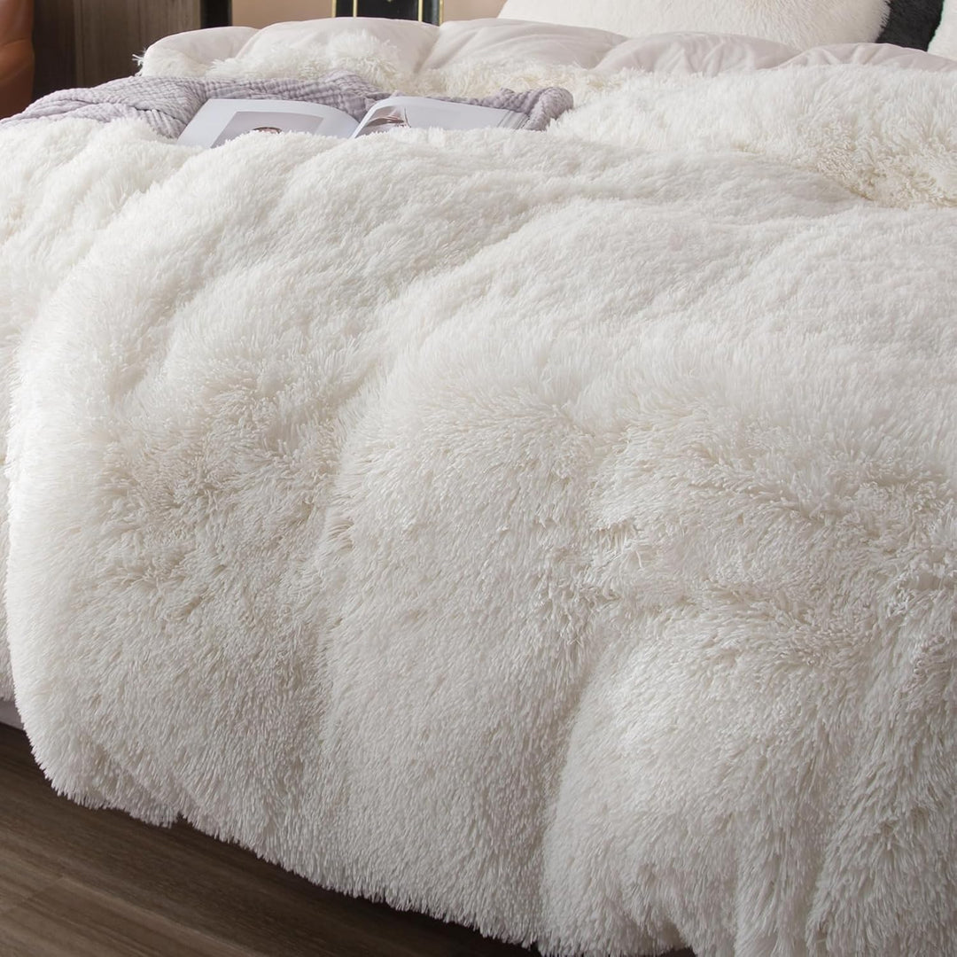 EMME Plüsch Bettwäsche Set 220x240cm Biber Flauschige Bettdecke Set für Bett Shaggy und Plüsch weich