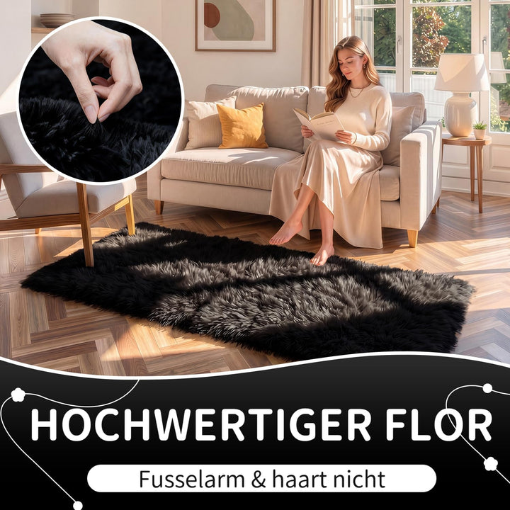 VOFUSHON Wohnzimmer Hochflor Teppich,Shaggy Flur Läufer Teppich Modern Flauschiger Weich Teppich Gro