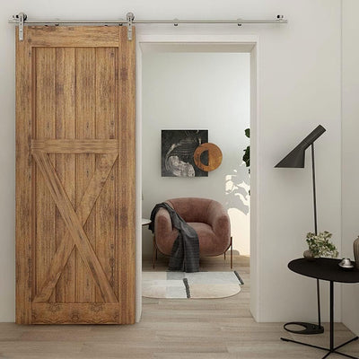 274cm/9FT Edelstahl Laufschiene Schiebetürbeschlag，Innentüren Schiebetürsystem für Schiebetüren, für