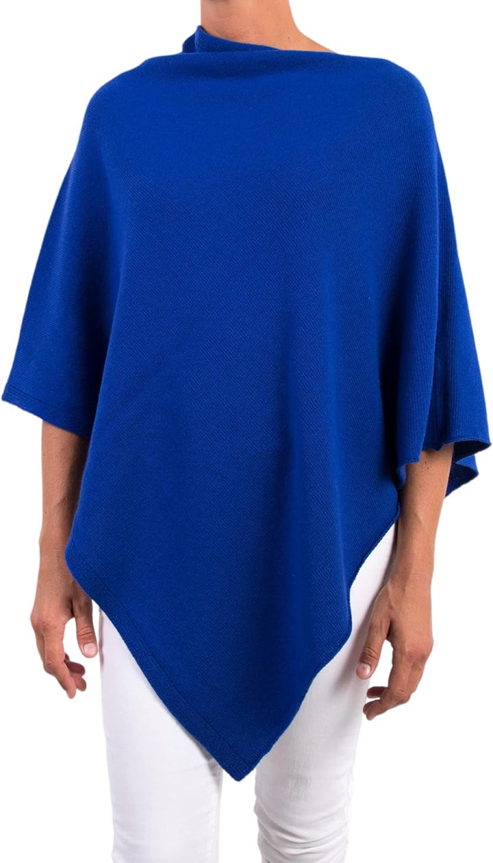 Poncho aus Kaschmir Mischung für Damen, hergestellt in Italien Einheitsgrösse Königsblau, Einheitsgr