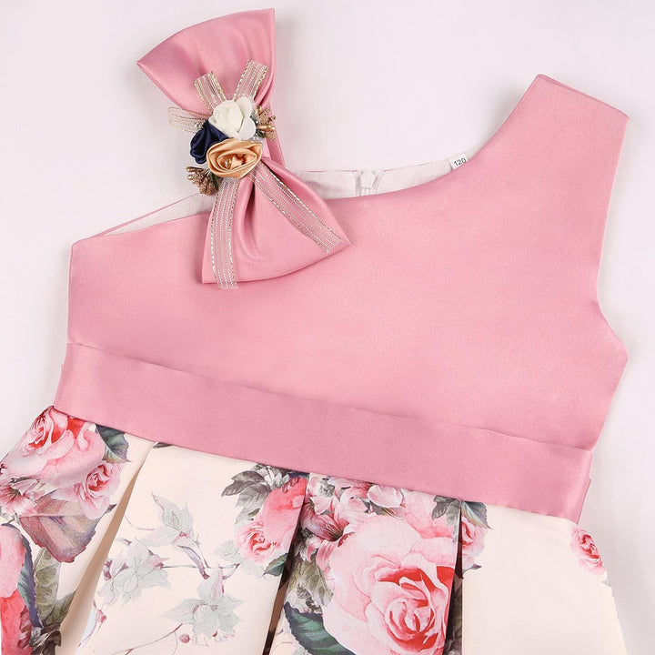 BUNNY LULU Mädchen Kleid mit schräger Schulter, Brautjungfer, Hochzeit, Prinzessin, Kinder, Schleife