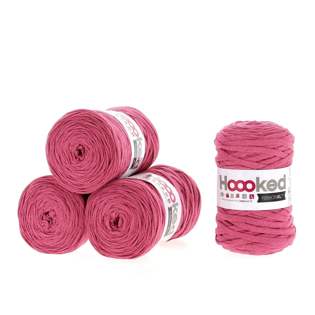 Hoooked Ribbon XL Bändchengarn Sparset aus 4 Rollen Wahl (Bubblegum), Bubblegum