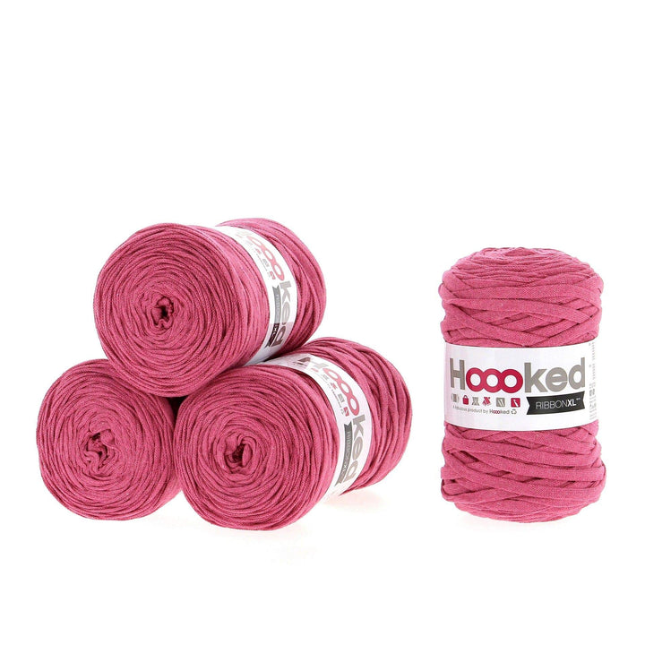 Hoooked Ribbon XL Bändchengarn Sparset aus 4 Rollen Wahl (Bubblegum), Bubblegum
